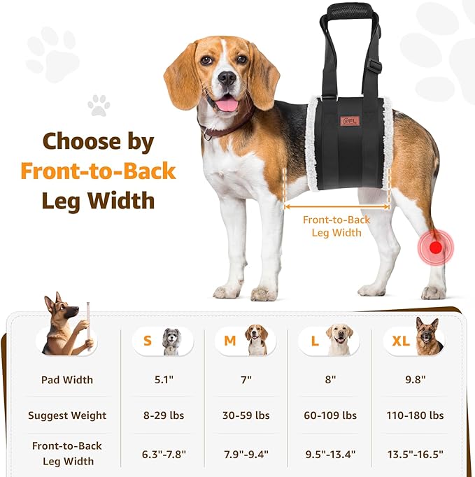 Adjustable Dog Lift Harness, Dog Sling for Large Dogs Lift Support and Rehab Harness for Weak Rear Legs, Soft Hind Leg Support Helps Senior, Injured, Disabled and After ACL Surgery Dogs(Black,Medium)