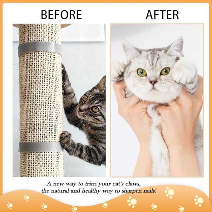 Cat Nail File Scratcher, Sisal Cat Scratch Pad Wrapped Around a Cat Scratcher Post or Cat Tower, Cat Nail File with 80 Aluminum Oxide Grit, to Help Protect Furniture and Help Trim Cat&
