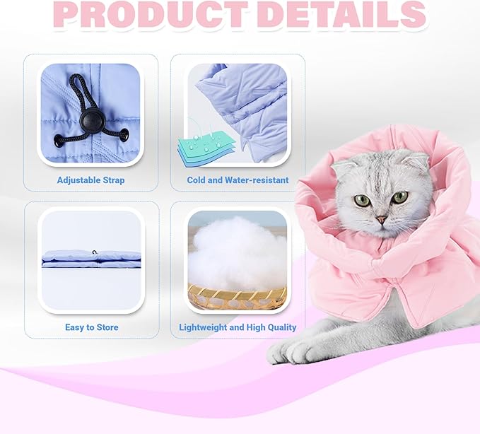 Cat Recovery Collar, Soft Adjustable Cone for Cats and Kittens, Lightweight Waterproof Elizabethan Collar for After-Surgery Care, Prevent Licking and Scratching, Neck Protector for Pets(Pink,M)