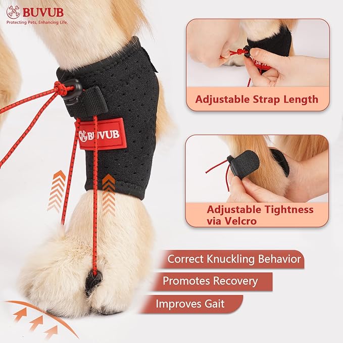 Dog Canine Knuckling Brace Front Paw Rear Leg Dog Foot Brace Wrap for Toe Dragging Cause by Sciatic Nerve Insufficiency, Myelopathy, Herniated Disc(XLarge,Pair Pack)