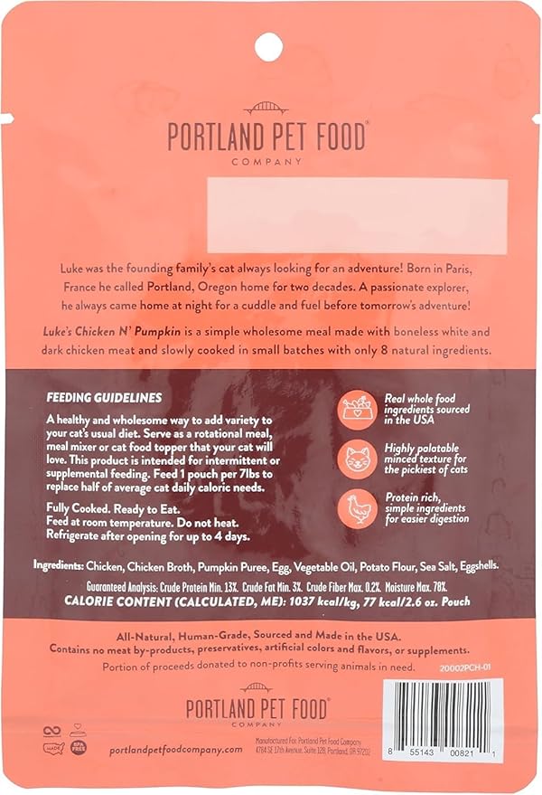 Portland Pet Food Company Human-Grade Mixed Variety Pack Wet Cat Food Pouch Luke&