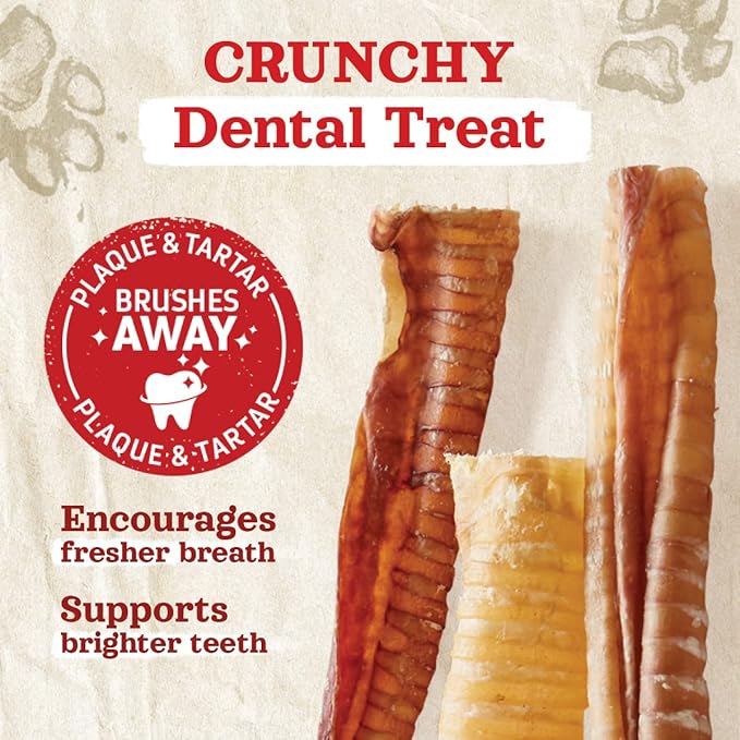 Natural Farm Beef Trachea (12 Inch, 8 Pack), 100% Beef Chews, Natural Glucosamine and Chondroitin for Joint & Hip Mobility, Bone Strength β Low Fat Crunchy & Crispy Treats for All Dogs