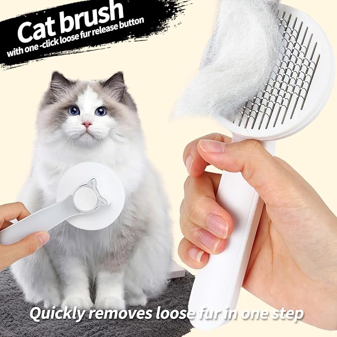2PCS Pet Grooming Kit,Cat Brushes、Cat Nail Clipper,Cat Grooming Brush for Sedding and Grooming Fur(Grey)
