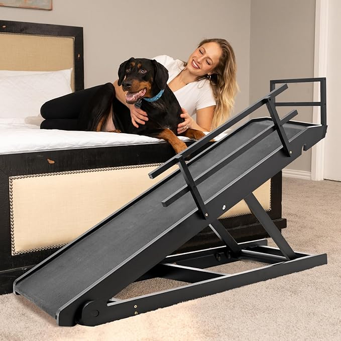 ABORON Dog Ramp,Adjustable Folding Pet Ramp for Bed,Couch,SUV - High Traction Portable Rubber Paw Ramps,Great for Small & Large Old Dogs & Cats, Supports up to 200 lbs,55&