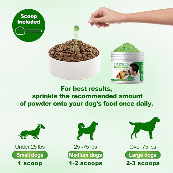 Dog Dental Powder,Dog Teeth Cleaning Powder,Dog Dental Cat Dental Care,Cat and Dog Teeth Cleaning,Canine Plaque Remover Helps Reduce Bad Breath,Improve Pet&