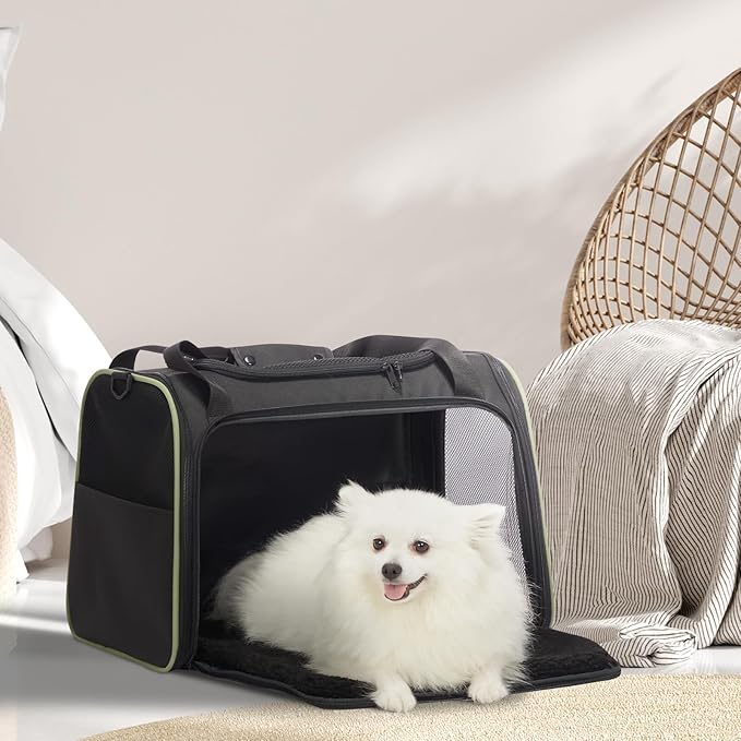 PETSFIT Large Cat Carrier, Dog Carrier up to 25Lbs, Pet Privacy Protection Travel Pet Carrier for Medium and Large Cats, Small Dogs, Puppies (Large, Black)