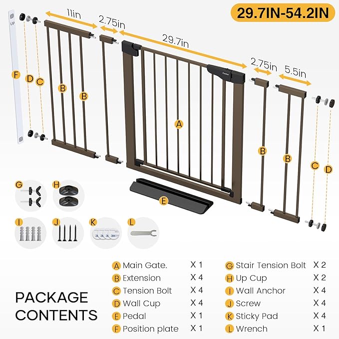 Cumbor 29.7-54.2" Wide Baby Gate for Stairs, Mom&