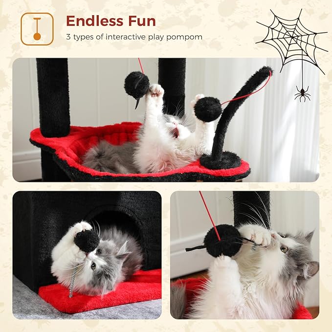 PEQULTI 4-in-1 Gothic Cat Tree, 33&