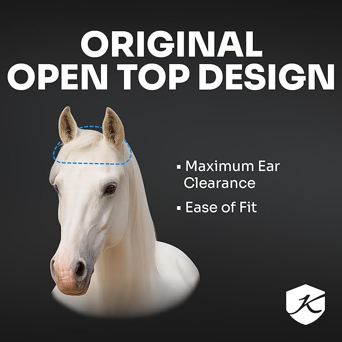 Kensington Fly Mask with Fleece Trim for Horses — Protects Face and Eyes from Flies and Sun Rays While Allowing Full Visibility — Breathable and Non Heat Transferring, X-Large, Tan