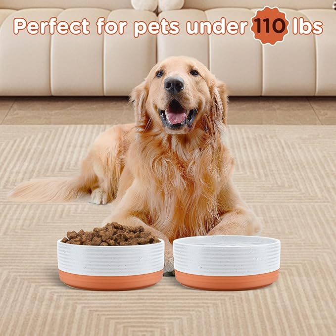 SPUNKYJUNKY Ceramic Dog Bowls 2 Pack, 8.3&