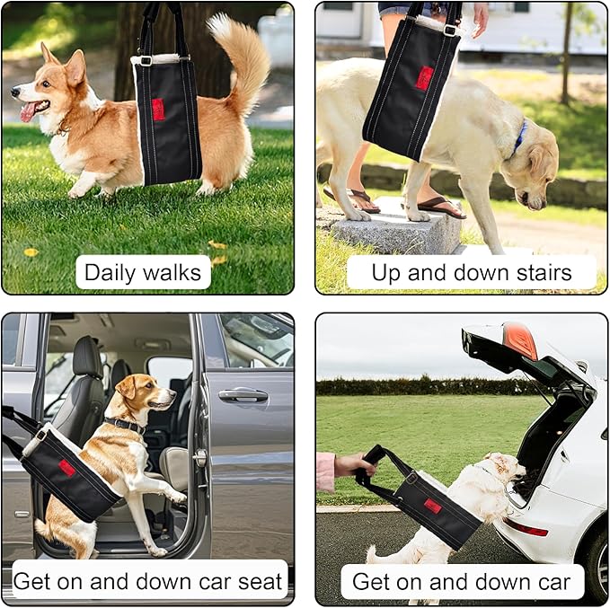 Leather Dog Lift Harness for Small Dogs,Doggie Walking Sling,Puppy Belly Support Strap,Pet Assist Harness for Senior,Injured,Disabled Dogs After ACL Surgery S