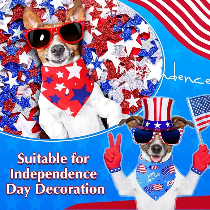 Abbylike 200 Pcs Patriotic Dog Bandanas Bulk Labor Day Bandanas for Dogs Triangle Kerchief Scarf Set for Puppy Small Medium Large Workers&