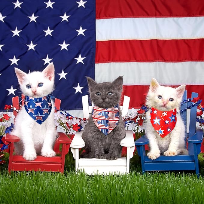 Preboun 100 Pcs Patriotic Dog Bandanas Bulk Labor Day Bandanas for Dogs Triangle Kerchief Scarf Set for Puppy Small Medium Large Workers&