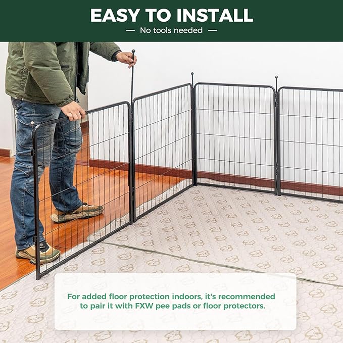FXW Rollick Unleashed Dog Playpen for Indoor, Yard, RV Camping, 40 inch 24 Panels for Medium and Large Dogs, Black│Patented