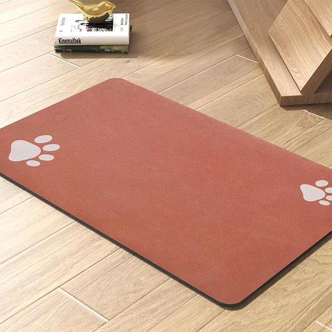 Pet Feeding Mat-Absorbent Dog Mat for Food and Water Bowl-No Stains Quick Dry Water Dispenser Mat-Dog Accessories Pet Supplies-Bowl for Messy Drinkers(Orange,16"x24"