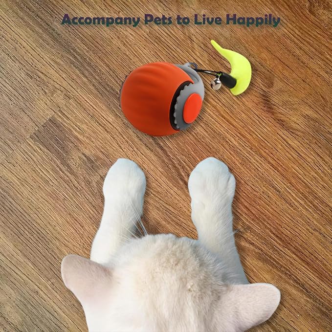 Smart Speedy 3.0 Interactive Cat Ball with Auto Obstacle Avoidance - Indoor Kitten Toy for Mental Stimulation & Playtime Fun ,2025 Edition (Orange)