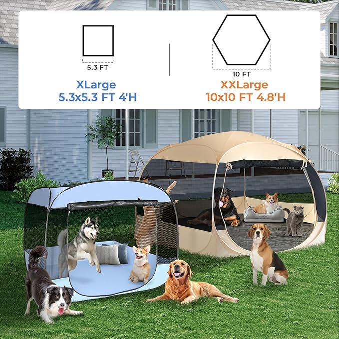 EighteenTek XXLarge Popup Portable Dog Houses, 10&