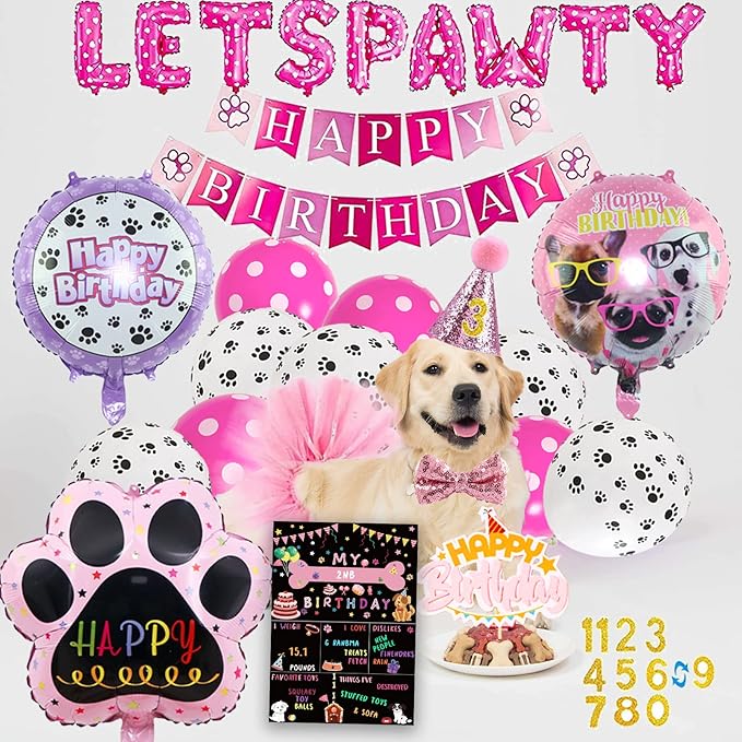 Dog Party Supplies Decorations - Cute Bandana, Let&