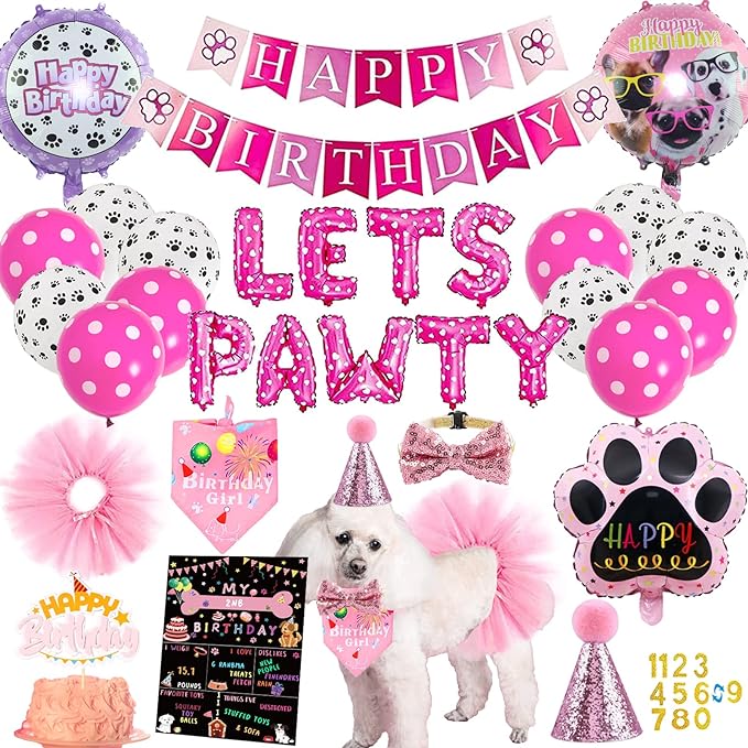 Dog Party Supplies Decorations - Cute Bandana, Let&