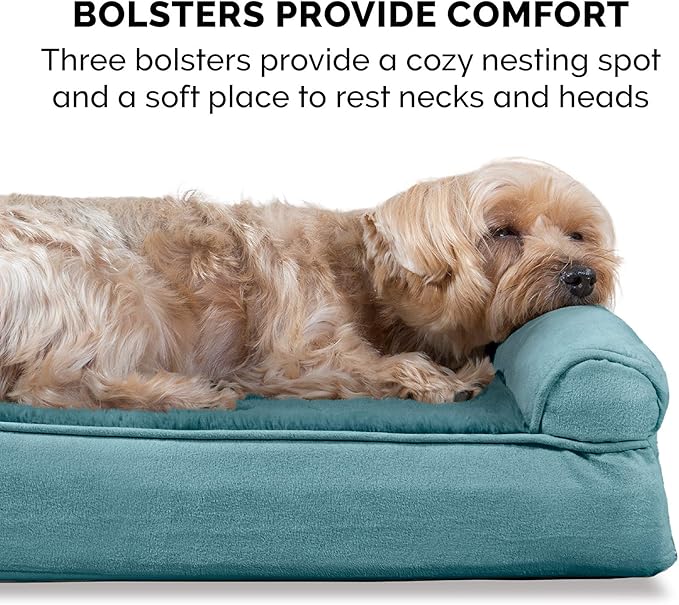 Furhaven Orthopedic Dog Bed for Large/Medium Dogs w/ Removable Bolsters & Washable Cover, For Dogs Up to 55 lbs