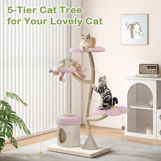 COZIWOW Aesthetic Cat Tree for Large Cats, 57&