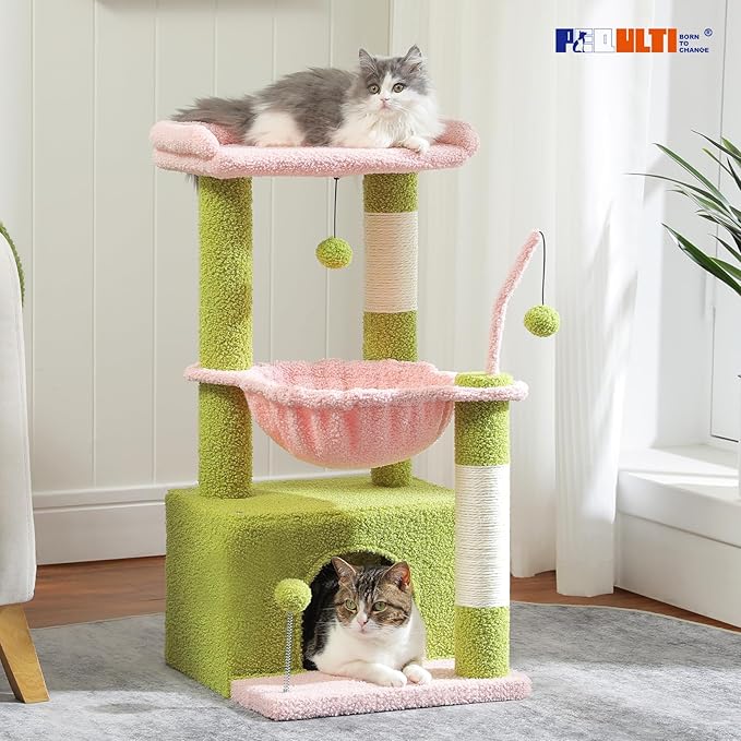 PEQULTI 4-in-1 Multi-Level Cat Tower, 33&