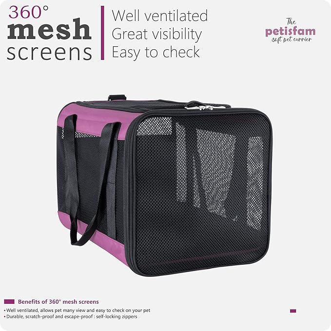 petisfam Soft Pet Carrier for Large and Medium Cats, 2 Kitties, Small Dogs. Easy to Get Cat in, Great for Cats That Don&