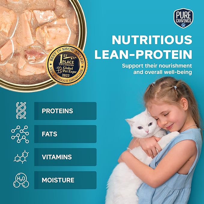 Salmon Flakes in Tuna Consommé, Canned Wet Cat Food Soup, 100% Mercury-Tested, Moist Can Fish, Grain-Free Protein, Non-GMO, 3oz, Pack of 12
