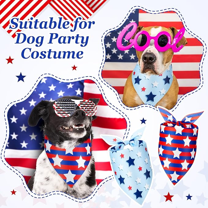 Preboun 100 Pcs Patriotic Dog Bandanas Bulk Labor Day Bandanas for Dogs Triangle Kerchief Scarf Set for Puppy Small Medium Large Workers&