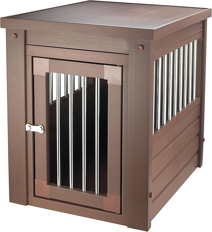 New Age Pet ECOFLEX Dog Crate End Table - Furniture-Style Pet Crate for Crate Trained Dogs - Stainless Steel Tubing & a Latched Closure - 10 Year Manufacturer&
