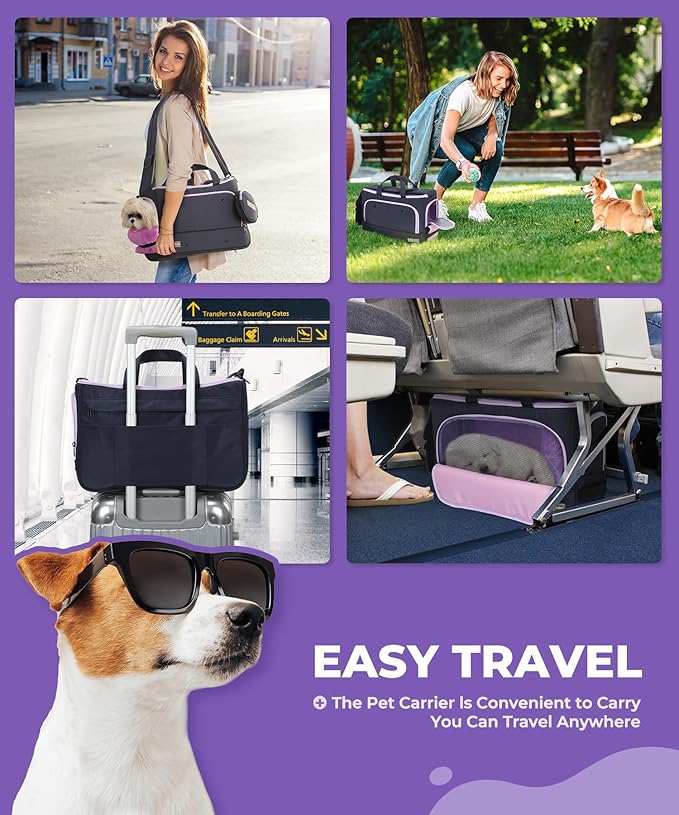 Small Dog Sling Carrier, Front Facing Dog Carrier Sling, Hands Free Pet Carriers Bag with Padded Adjustable Strap and Poop Dispenser Machine Washable for Small Dogs Cats Travel Outdoor-Black