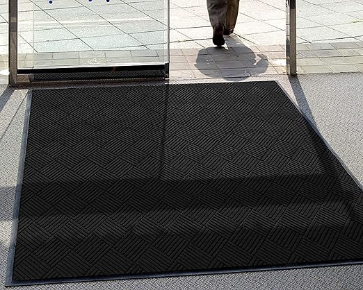 WaterHog Diamond | Commercial-Grade Entrance Mat with Rubber Border – Indoor/Outdoor, Quick Drying, Stain Resistant Door Mat (Charcoal, 3&