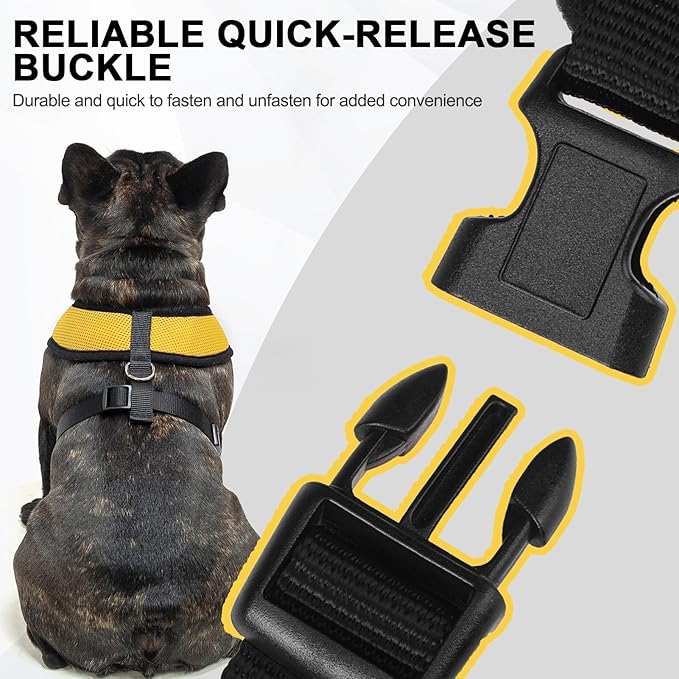 BINGPET No Pull Dog Harness,Soft Mesh Breathable All Weather Vest Harness,Safety Protection Design Durable Adjustable Step-in Easy Walk Dog Harness for Small Medium Large Dogs(Yellow,M)