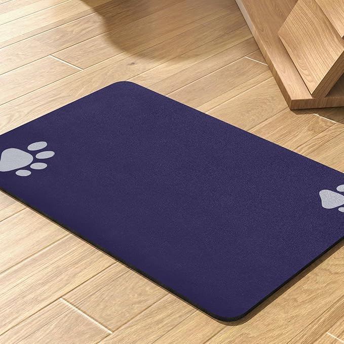 Pet Feeding Mat-Absorbent Dog Mat for Food and Water Bowl-No Stains Quick Dry Water Dispenser Mat-Dog Accessories Pet Supplies-Bowl for Messy Drinkers(Navy,17"x28"