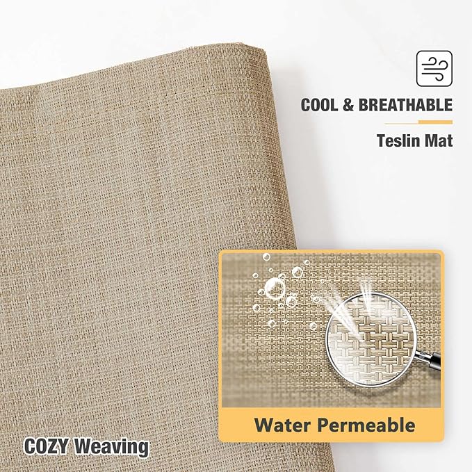 Veehoo Chew Proof Elevated Dog Bed - Cooling Raised Pet Cot - Silver Aluminum Frame and Durable Textilene Mesh Fabric, Unique Designed No-Slip Feet for Indoor or Outdoor Use, Beige Coffee, Large