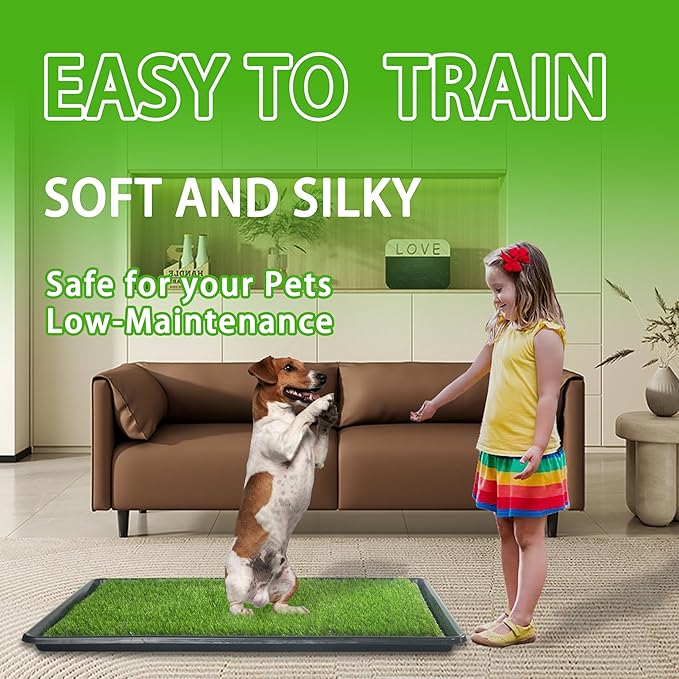 Reusable Dog Loo System with Artificial Grass Turf&Pee Pads&Tray, for Puppy Potty Training is Portable&Easy to Clean,35x23in Large Dog Litter Box Toilet for Indoor/Outdoor use(35.6&