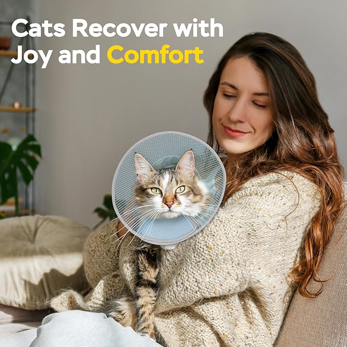 Cat Cone Collar Soft to Stop Licking After Surgery, Waterproof Lightweight Recovery Collar for Cats and Small Dogs, Elizabeth Plastic Cone Alternative, Neck Pillow to Prevent Scratches