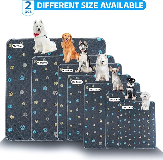 Aitmexcn Washable Puppy Dog Pee Pad, 100% Waterproof Whelping Training Mat for Puppy/Senior Dog, Fast Drying Reusable Puppy Pads for Indoor, Outdoor and Car Travel- 72&