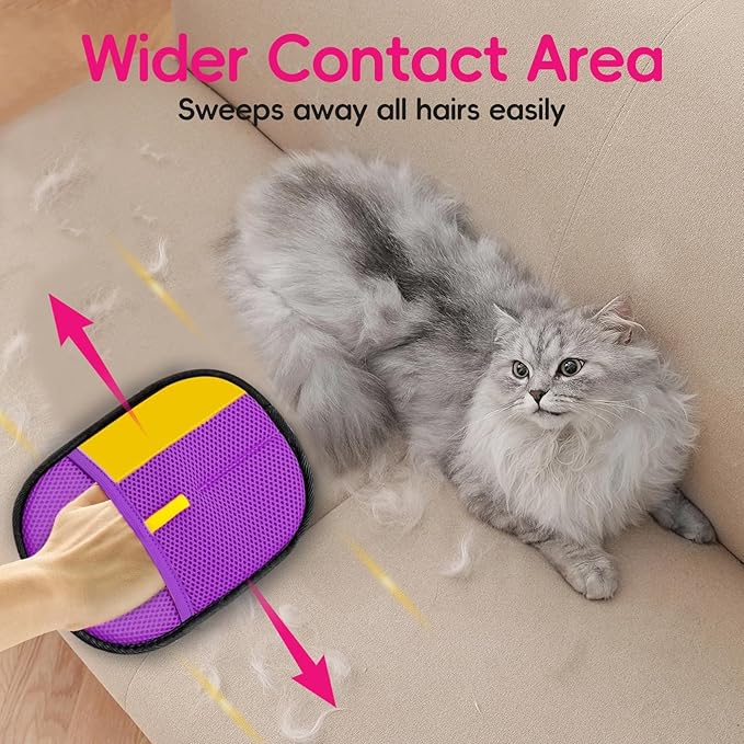 Upgraded pet Hair Removal Gloves, Reusable pet Hair Removal Gloves, Powerful cat and Dog Hair Removal, Suitable for ClothesăSofasăCarpetsăcar Seats etc. (2PCS Purple)