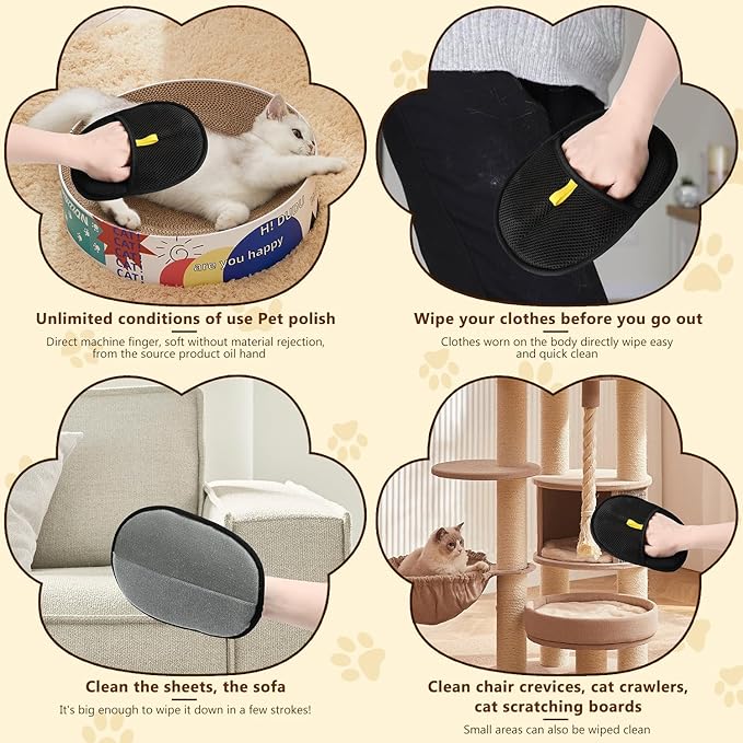 Pet Hair Removal Glove,Electrostatic Efficient Grooming Gloves for Pet Hair,Cat Grooming Gloves,Upgraded Animal Fur Removal Tool,Reusable Cat & Dog Hair Remover for Couch,Carpet,Curtain(2PCS)