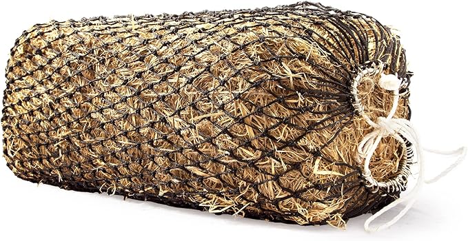 Bloomoak Slow Hay Net Feeder for Horses, Durable Soft Black PE 2String Hay Bales Bags with 2" Hole, Fit 36 * 18 * 18" Square Bale EasilyâŚ