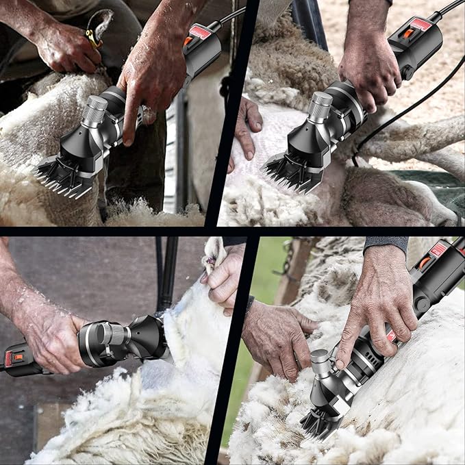 Sheep Clippers, 750W Farm Livestock Grooming Kit for Equine, Goat, Pony, Cattle and Large Thick Coat Animals (6 speeds, with 2 Blades)