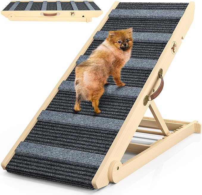 ๐ฎ๐ฌ๐ฎ๐ฑ ๐๐ฉ๐ ๐ซ๐๐๐๐ Dog Ramp, Portable Pet Ramp for Large Small Old Dogs Cats with 7 Adjustable Heights 11" to 26.6", Non-Slip High Traction Ramp for High Bed, Couch, Hold up to 200 LBS