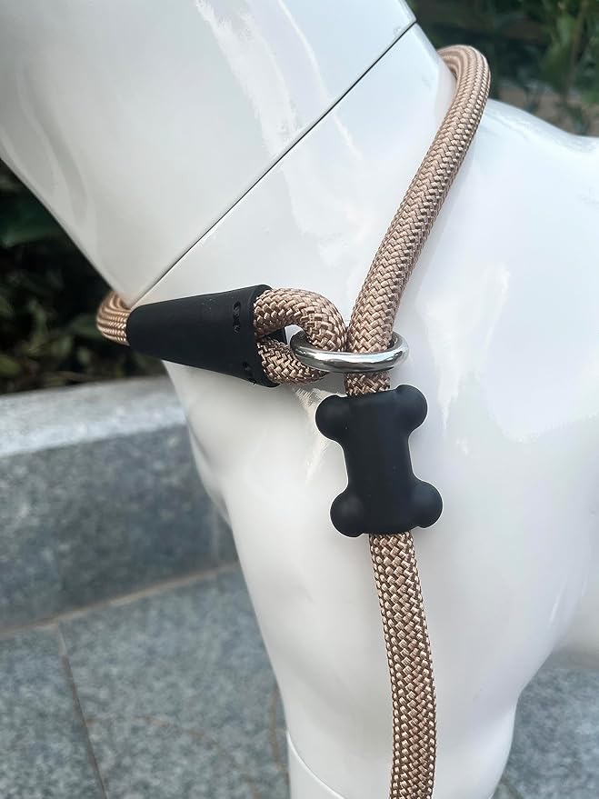 Slip Lead Dog Leash,Strong Nylon Rope Leash and Padded Handle,No Pull Outdoor Walking Training Lead for Small Medium Large Dogs(Light Military Tan, 1/2"×4ft)