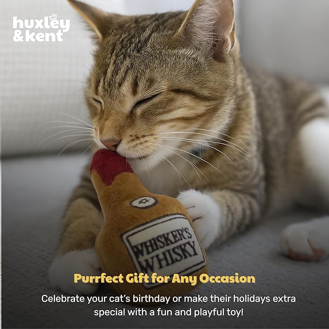 Huxley & Kent Plush Cat Toy - Interactive Catnip Toy for Cats & Kittens - Soft Kitty Toy with Crinkle & Catnip - Fun Indoor Play Toy - Whisker&