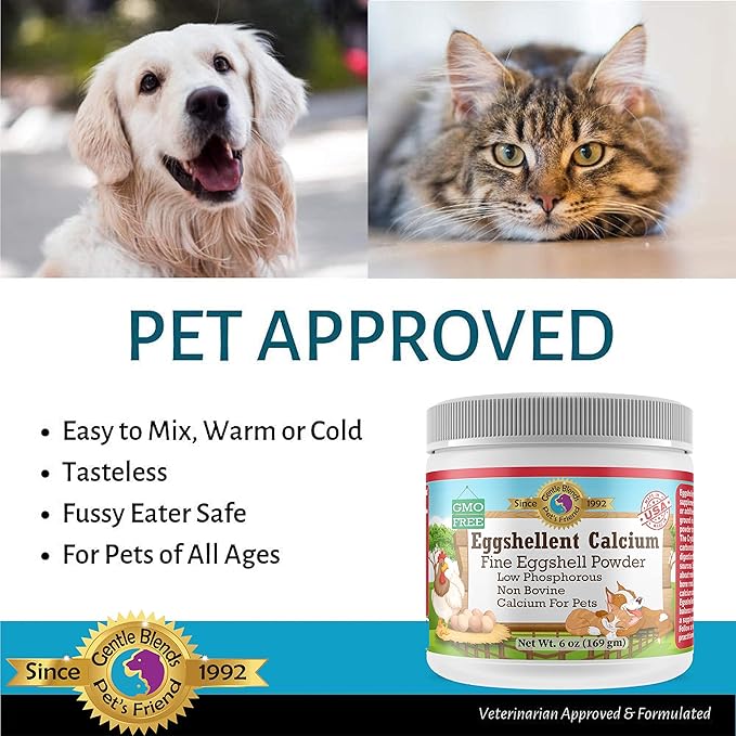 Calcium for Dogs and Cats - Fine Eggshell Powder - Strong Hip & Joint Supplement for Dogs and Cats- Dietary Supplement - No Additives - Pet&