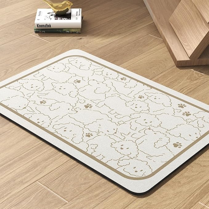 Pet Feeding Mat-Absorbent Dog Mat for Food and Water Bowl-No Stains Quick Dry Water Dispenser Mat-Dog Accessories Pet Supplies-Bowl for Messy Drinkers(FRAMEDOGS,17"x28"