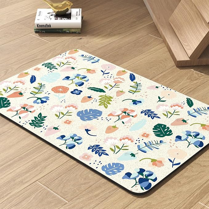 Pet Feeding Mat-Absorbent Dog Mat for Food and Water Bowl-No Stains Quick Dry Water Dispenser Mat-Dog Accessories Pet Supplies-Bowl for Messy Drinkers(LIGHTFLOWERS,16"x24"