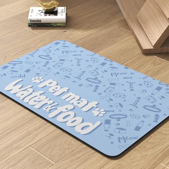 Pet Feeding Mat-Absorbent Dog Mat for Food and Water Bowl-No Stains Quick Dry Water Dispenser Mat-Dog Accessories Pet Supplies-Bowl for Messy Drinkers(PAW,17"x34"