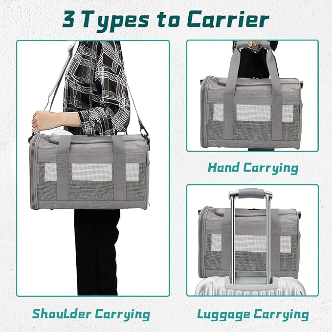 PINVNBY Small Pet Carrier, Guinea Pig Carrier, Bunny Carrier for Travel Camping Outdoor, Breathable Pet Portable Hand Bag for Hamster Bunny Guinea Pig(Gray)